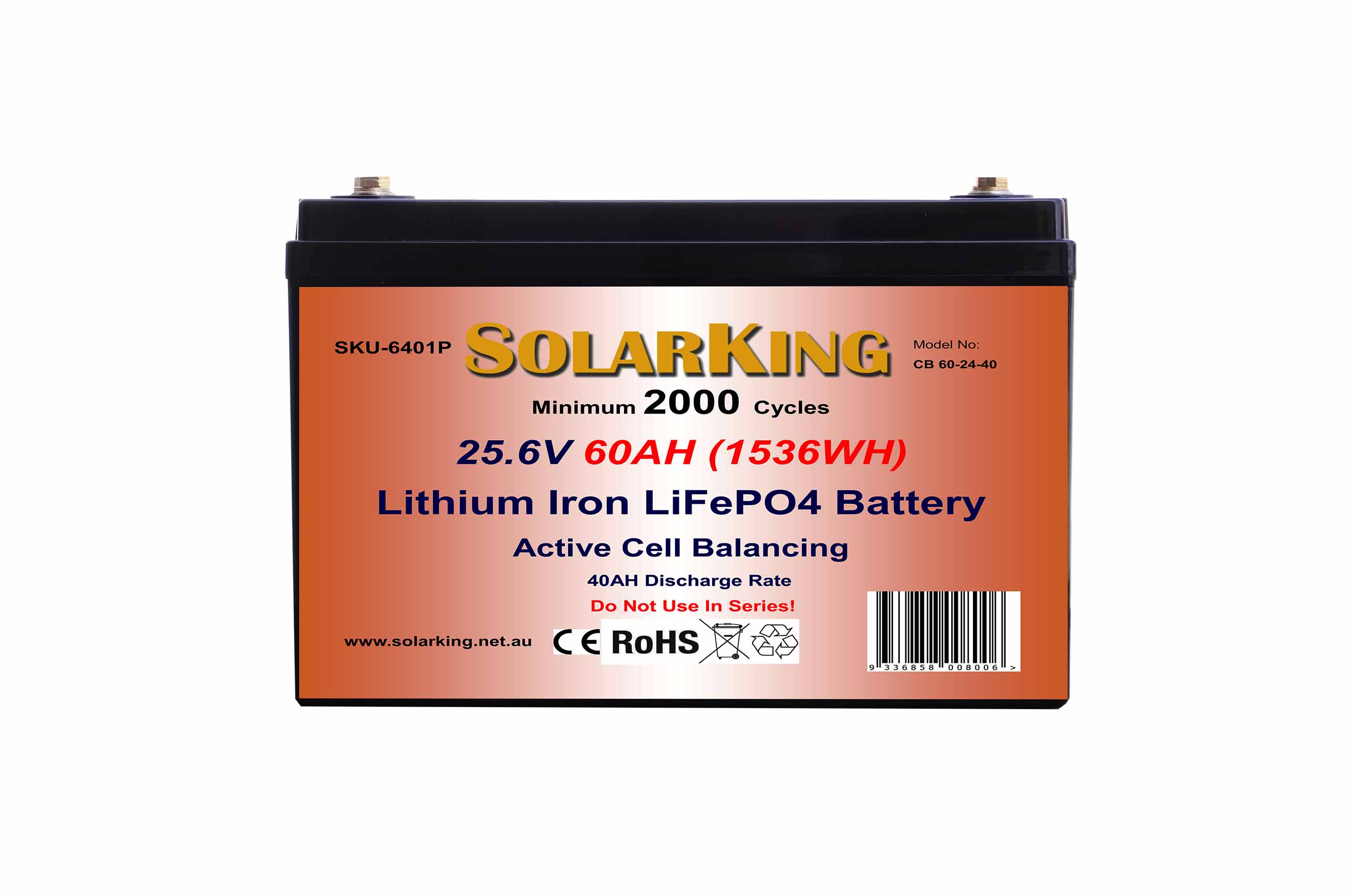25.6V 60AH Solarking Lithium Iron Battery Plastic Case  CB-60-24-40